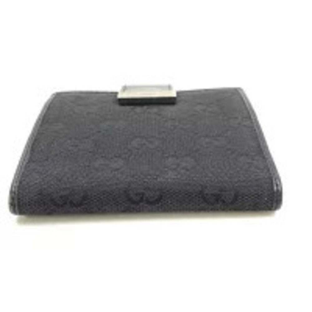 GUCCI Bi fold Wallet Compact GG Canvas Leather Button Closure Black - Picture 4 of 9